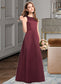 Noelle A-Line Scoop Neck Floor-Length Satin Junior Bridesmaid Dress DKP0013348