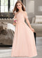 Paola A-Line V-neck Floor-Length Chiffon Junior Bridesmaid Dress With Ruffle Bow(s) DKP0013349