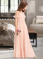 Paola A-Line V-neck Floor-Length Chiffon Junior Bridesmaid Dress With Ruffle Bow(s) DKP0013349