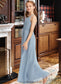 Angelica A-Line Scoop Neck Floor-Length Chiffon Junior Bridesmaid Dress With Ruffle DKP0013353