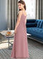 Melanie A-Line V-neck Floor-Length Chiffon Junior Bridesmaid Dress With Ruffle DKP0013354