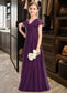 Angelina A-Line V-neck Floor-Length Chiffon Junior Bridesmaid Dress With Bow(s) Cascading Ruffles DKP0013355