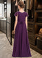 Angelina A-Line V-neck Floor-Length Chiffon Junior Bridesmaid Dress With Bow(s) Cascading Ruffles DKP0013355