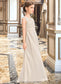 Kaitlynn A-Line Scoop Neck Floor-Length Chiffon Lace Junior Bridesmaid Dress With Ruffle DKP0013360