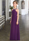 Camilla A-Line Scoop Neck Floor-Length Chiffon Junior Bridesmaid Dress With Beading Bow(s) DKP0013361