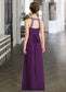 Camilla A-Line Scoop Neck Floor-Length Chiffon Junior Bridesmaid Dress With Beading Bow(s) DKP0013361