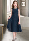 Payton A-Line Scoop Neck Tea-Length Chiffon Junior Bridesmaid Dress With Ruffle DKP0013362