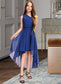 Charlee A-Line One-Shoulder Asymmetrical Chiffon Junior Bridesmaid Dress With Bow(s) Ruffles DKP0013363