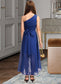 Charlee A-Line One-Shoulder Asymmetrical Chiffon Junior Bridesmaid Dress With Bow(s) Ruffles DKP0013363