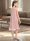 Keira A-Line Scoop Neck Knee-Length Chiffon Junior Bridesmaid Dress With Beading Sequins DKP0013365