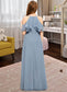 Kimora A-Line Scoop Neck Floor-Length Chiffon Junior Bridesmaid Dress With Cascading Ruffles DKP0013367