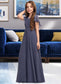 Xiomara A-Line V-neck Floor-Length Chiffon Junior Bridesmaid Dress With Ruffle Bow(s) DKP0013369