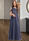 Martha A-Line One-Shoulder Floor-Length Chiffon Junior Bridesmaid Dress With Cascading Ruffles DKP0013370