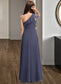 Martha A-Line One-Shoulder Floor-Length Chiffon Junior Bridesmaid Dress With Cascading Ruffles DKP0013370