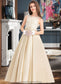 Tia Ball-Gown/Princess Scoop Neck Floor-Length Satin Lace Junior Bridesmaid Dress DKP0013374