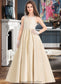 Tia Ball-Gown/Princess Scoop Neck Floor-Length Satin Lace Junior Bridesmaid Dress DKP0013374