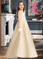 Tia Ball-Gown/Princess Scoop Neck Floor-Length Satin Lace Junior Bridesmaid Dress DKP0013374