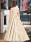 Tia Ball-Gown/Princess Scoop Neck Floor-Length Satin Lace Junior Bridesmaid Dress DKP0013374