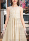 Tia Ball-Gown/Princess Scoop Neck Floor-Length Satin Lace Junior Bridesmaid Dress DKP0013374