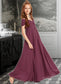 Caitlin A-Line Off-the-Shoulder Floor-Length Chiffon Junior Bridesmaid Dress With Ruffle DKP0013376