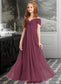 Caitlin A-Line Off-the-Shoulder Floor-Length Chiffon Junior Bridesmaid Dress With Ruffle DKP0013376