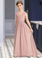 Savannah A-Line V-neck Floor-Length Chiffon Junior Bridesmaid Dress With Ruffle Bow(s) DKP0013378