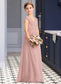 Savannah A-Line V-neck Floor-Length Chiffon Junior Bridesmaid Dress With Ruffle Bow(s) DKP0013378