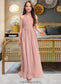 Alessandra A-Line Scoop Neck Floor-Length Chiffon Junior Bridesmaid Dress With Ruffle Bow(s) DKP0013380