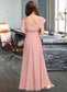 Stephany A-Line Scoop Neck Floor-Length Chiffon Junior Bridesmaid Dress With Cascading Ruffles DKP0013382