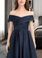 Laurel A-Line Off-the-Shoulder Tea-Length Satin Junior Bridesmaid Dress With Ruffle Pockets DKP0013383