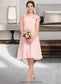 Abigayle A-Line V-neck Knee-Length Chiffon Junior Bridesmaid Dress With Cascading Ruffles DKP0013386