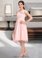 Abigayle A-Line V-neck Knee-Length Chiffon Junior Bridesmaid Dress With Cascading Ruffles DKP0013386