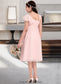 Abigayle A-Line V-neck Knee-Length Chiffon Junior Bridesmaid Dress With Cascading Ruffles DKP0013386