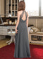 Gabrielle A-Line Scoop Neck Floor-Length Chiffon Lace Junior Bridesmaid Dress With Cascading Ruffles DKP0013389