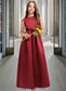 Norah A-Line Scoop Neck Floor-Length Satin Junior Bridesmaid Dress With Bow(s) Pockets DKP0013391