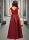 Norah A-Line Scoop Neck Floor-Length Satin Junior Bridesmaid Dress With Bow(s) Pockets DKP0013391