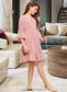 Karen A-Line V-neck Knee-Length Chiffon Junior Bridesmaid Dress With Cascading Ruffles DKP0013396