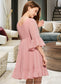 Karen A-Line V-neck Knee-Length Chiffon Junior Bridesmaid Dress With Cascading Ruffles DKP0013396