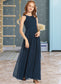 Angie A-Line Scoop Neck Floor-Length Chiffon Junior Bridesmaid Dress With Ruffle DKP0013397