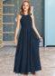 Angie A-Line Scoop Neck Floor-Length Chiffon Junior Bridesmaid Dress With Ruffle DKP0013397