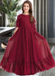 Cassidy A-Line Scoop Neck Floor-Length Chiffon Junior Bridesmaid Dress With Cascading Ruffles DKP0013398