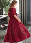 Cassidy A-Line Scoop Neck Floor-Length Chiffon Junior Bridesmaid Dress With Cascading Ruffles DKP0013398