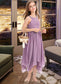 Mia A-Line Scoop Neck Tea-Length Chiffon Junior Bridesmaid Dress With Ruffle Beading Bow(s) DKP0013406