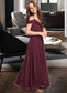 Raven A-Line Off-the-Shoulder Floor-Length Chiffon Junior Bridesmaid Dress DKP0013408