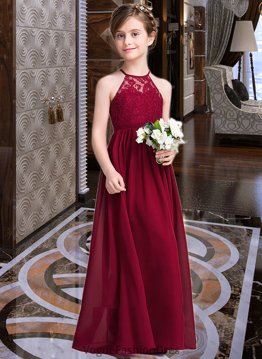 Natalia A-Line Scoop Neck Floor-Length Chiffon Junior Bridesmaid Dress DKP0013412