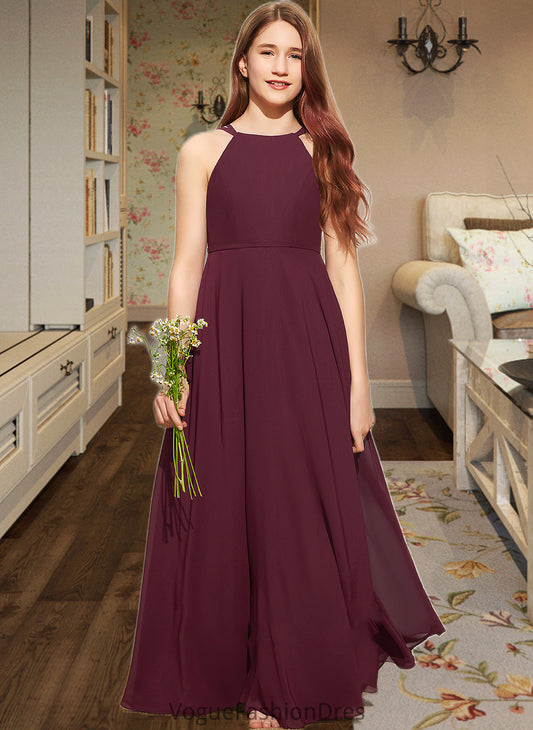 Ashlynn A-Line Scoop Neck Floor-Length Chiffon Junior Bridesmaid Dress DKP0013418