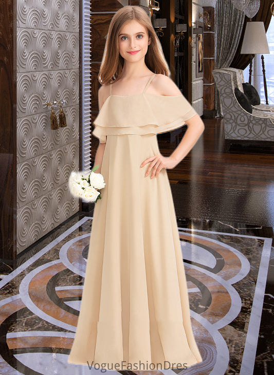 Paige A-Line Off-the-Shoulder Floor-Length Chiffon Junior Bridesmaid Dress With Cascading Ruffles DKP0013419