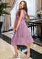 Cheryl A-Line Scoop Neck Knee-Length Chiffon Junior Bridesmaid Dress With Bow(s) Cascading Ruffles DKP0013426