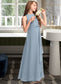 Josephine A-Line Scoop Neck Floor-Length Chiffon Junior Bridesmaid Dress With Cascading Ruffles DKP0013450