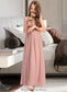 Haylee A-Line Scoop Neck Floor-Length Chiffon Junior Bridesmaid Dress With Ruffle DKP0013451